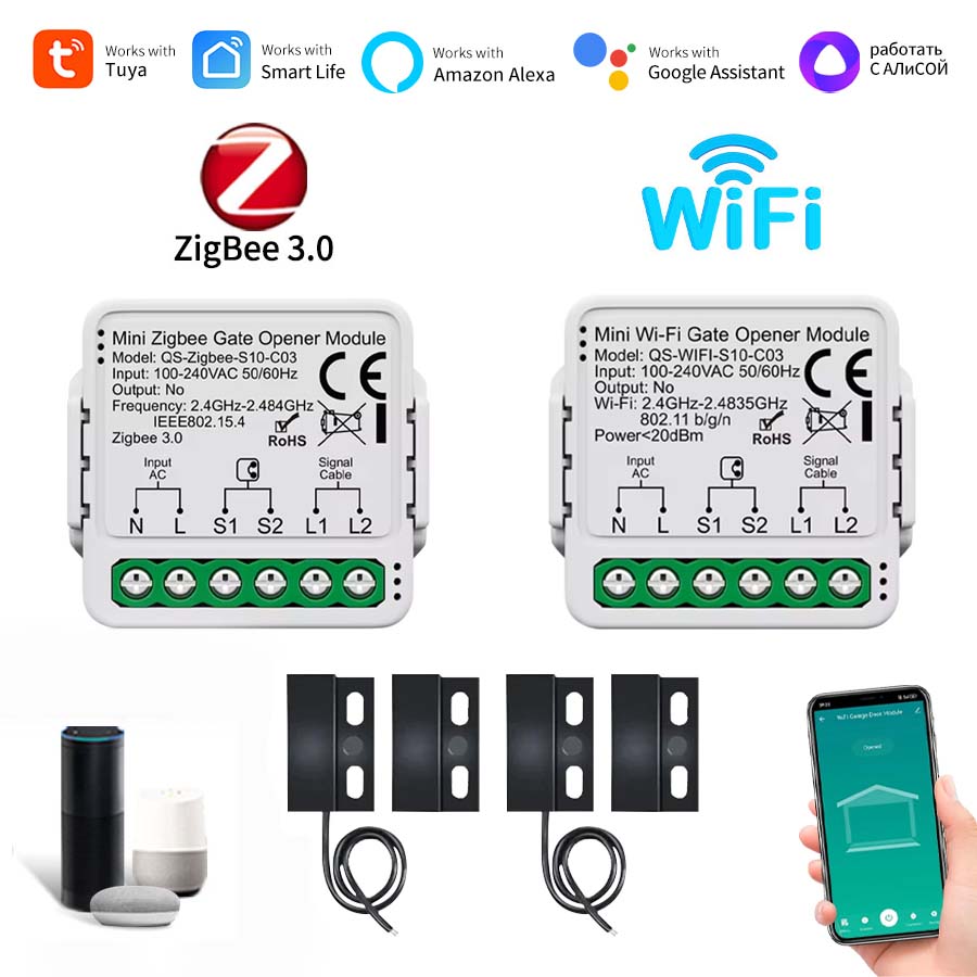 Smart Home Yandex - Tuya WIFI/zigbee 3.0 Slimme garagedeurschakelaar AC