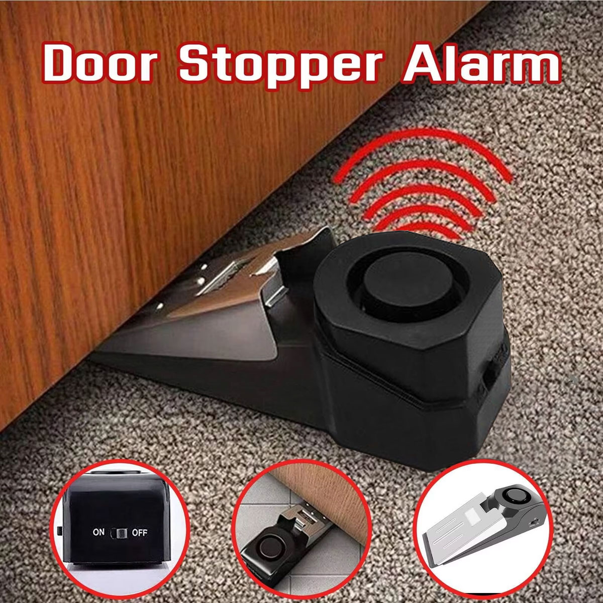 Wireless Door Sensor - Draadloos deurstopper alarmsysteem 120dB Wedge Security