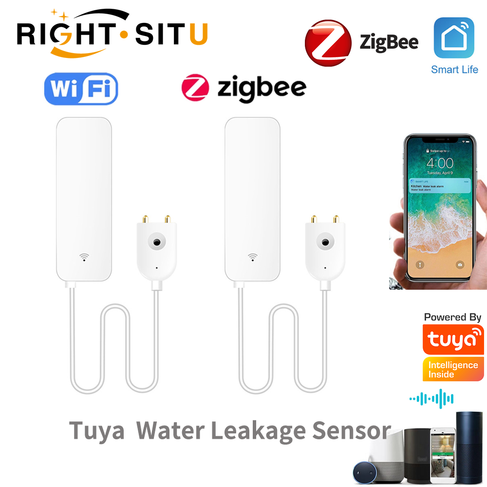 Smart Home Network - Tuya WiFi waterleksensor, waterlekdetector, Smartlife APP-meldingswaarschuwingen,