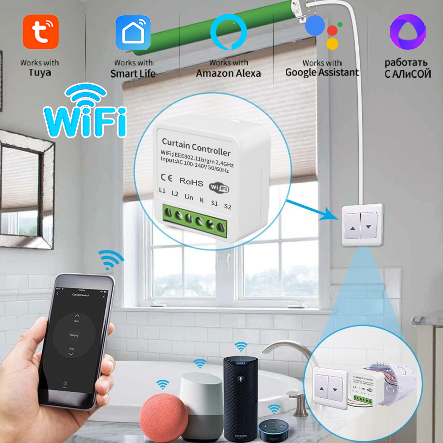 Smart Home Blinds - Wifi Smart Gordijn Schakelaar Module Tuya
