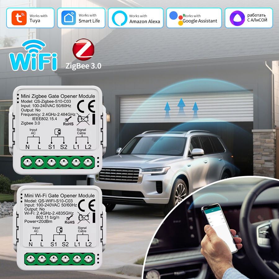 Smart Home Yandex - Zigbee Tuya Wifi Smart Garagedeur Schakelmodule