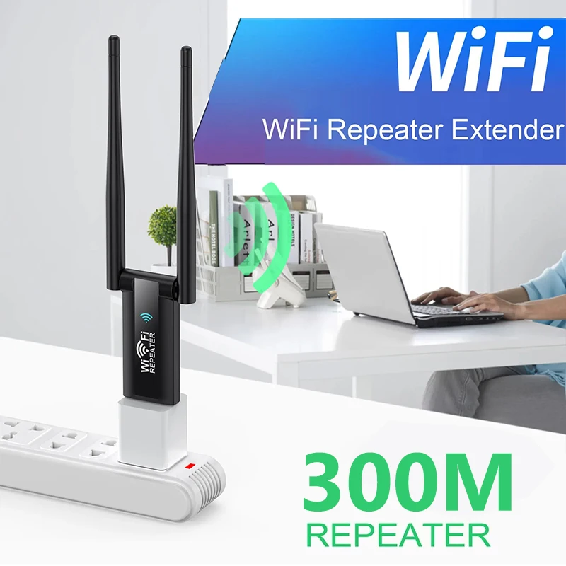 Smart Home Network - KEBIDUMEI 300Mbps USB Draadloze WiFi Signaalversterker