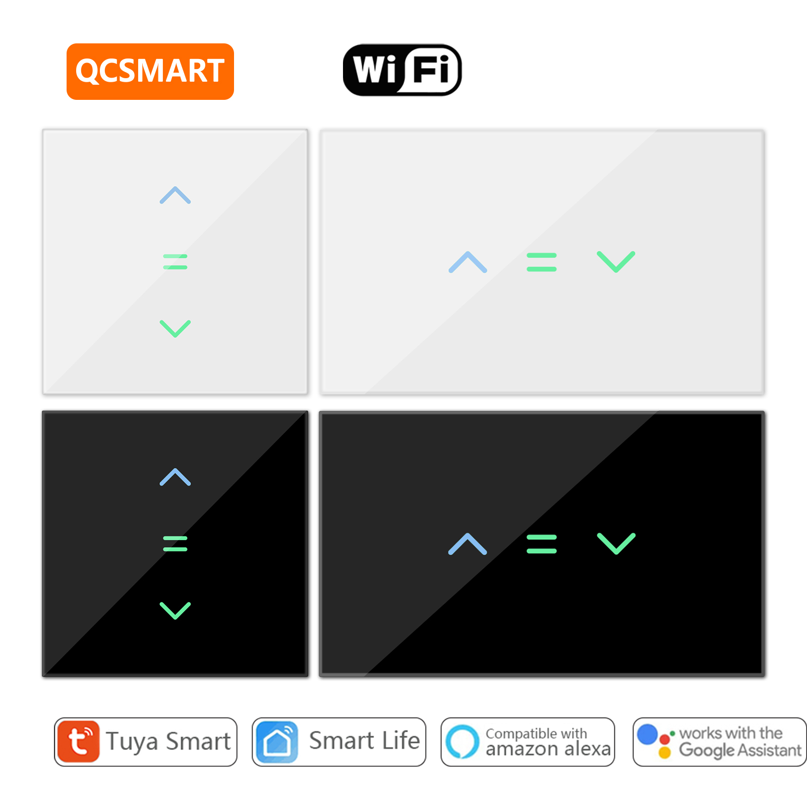 Smart Home Blinds - QCSMART Rolluik Jaloezieën Gordijn Schakelaar Achtergrondverlichting