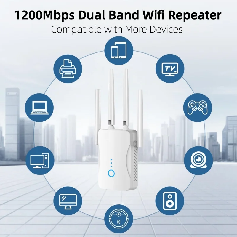 Smart Home Network - 1200Mbps Dual Band WiFi Repeater Draadloze