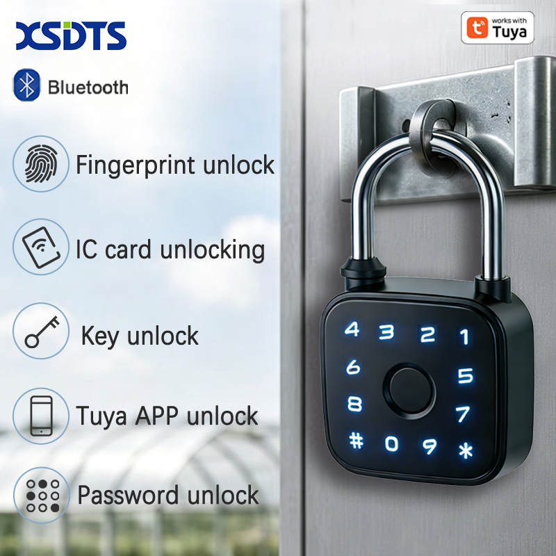 Smart Home Lock - Tuya Smart Hangslot, Vingerafdrukkaart Wachtwoord Sleutel