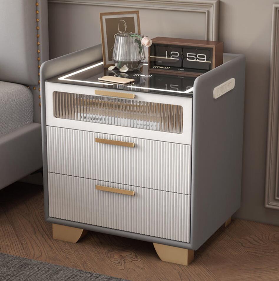 Smart Home Furniture - Modern lichtgewicht houten rotspaneel nachtkastje Draadloos
