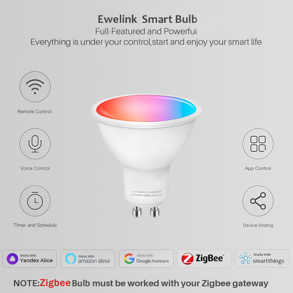 Ewelink GU10 Zigbee LED-lampen - Smart Home Yandex recensie en prijs